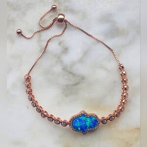 14K Rose Gold Plated Sterling Silver Opal Hamsa Bracelet
